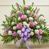 Funeral_Lavender And White Sympathy Floor Basket